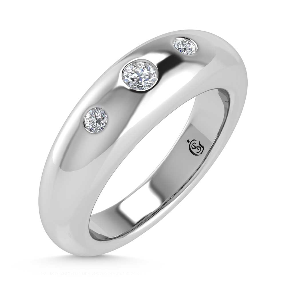14K White Gold Diamond 1/5 Ct.Tw. Flush Setting High Polish Band