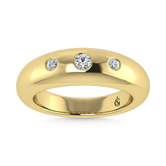 14K Yellow Gold Diamond 1/5 Ct.Tw. Flush Setting High Polish Band