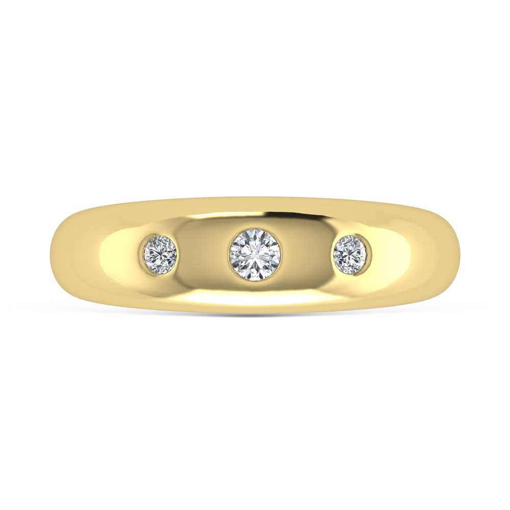 14K Yellow Gold Diamond 1/5 Ct.Tw. Flush Setting High Polish Band
