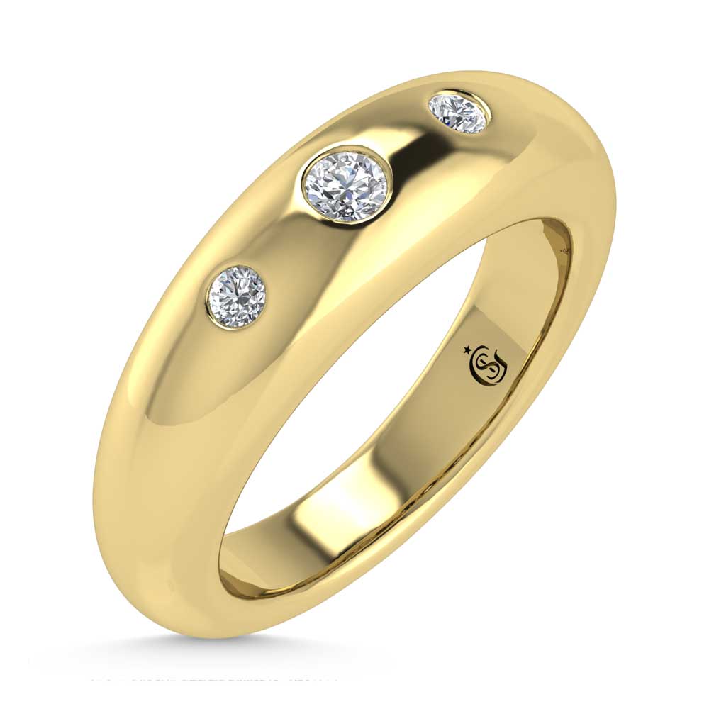 14K Yellow Gold Diamond 1/5 Ct.Tw. Flush Setting High Polish Band