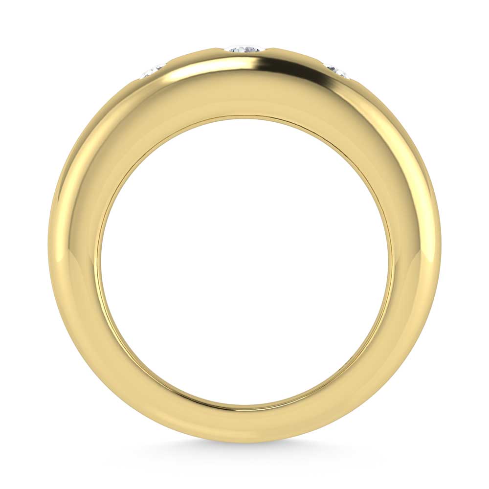 14K Yellow Gold Diamond 1/5 Ct.Tw. Flush Setting High Polish Band