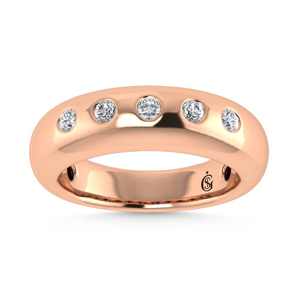 14K Rose Gold Diamond 1/4 Ct.Tw. Flush Setting High Polish Band