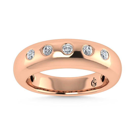 14K Rose Gold Diamond 1/4 Ct.Tw. Flush Setting High Polish Band