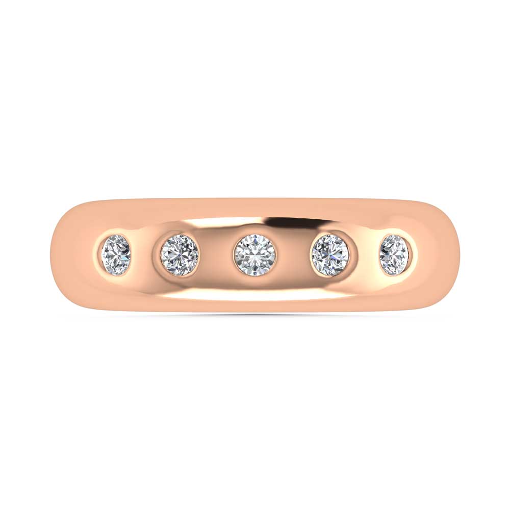 14K Rose Gold Diamond 1/4 Ct.Tw. Flush Setting High Polish Band