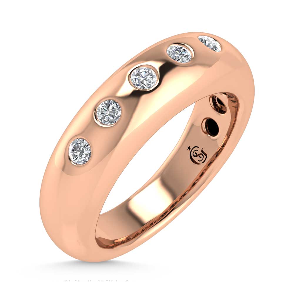 14K Rose Gold Diamond 1/4 Ct.Tw. Flush Setting High Polish Band