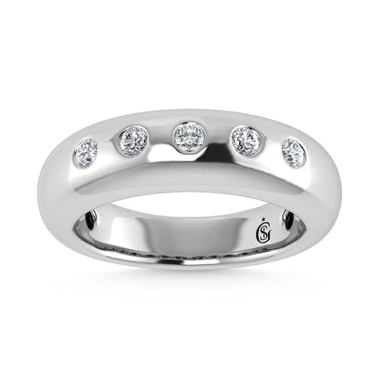 14K White Gold Diamond 1/4 Ct.Tw. Flush Setting High Polish Band
