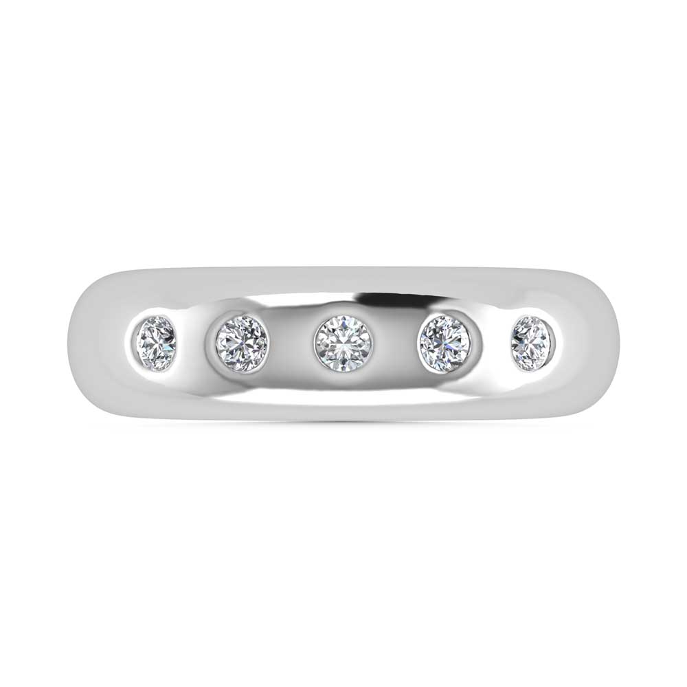 14K White Gold Diamond 1/4 Ct.Tw. Flush Setting High Polish Band