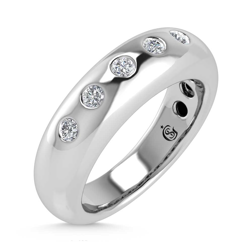 14K White Gold Diamond 1/4 Ct.Tw. Flush Setting High Polish Band