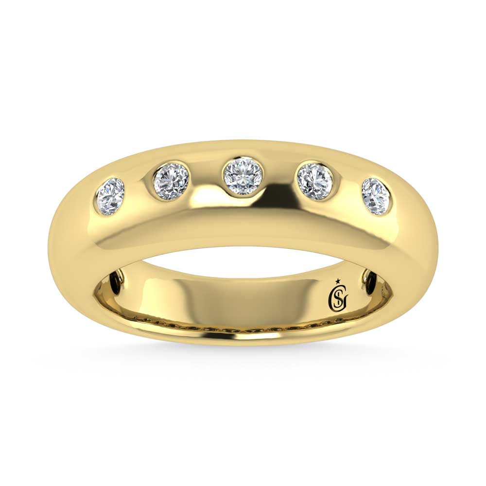 14K Yellow Gold Diamond 1/4 Ct.Tw. Flush Setting High Polish Band
