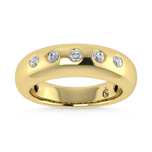 14K Yellow Gold Diamond 1/4 Ct.Tw. Flush Setting High Polish Band