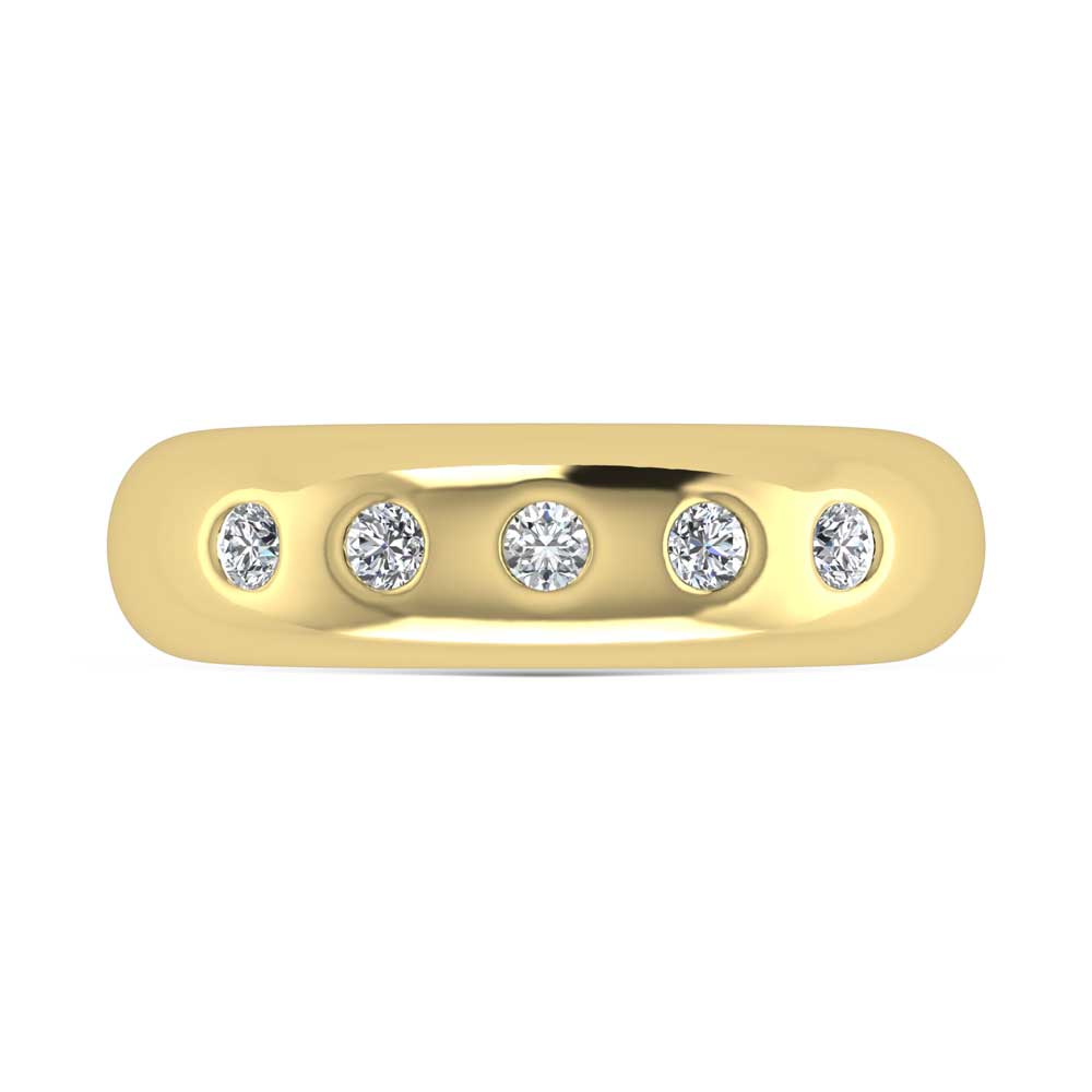 14K Yellow Gold Diamond 1/4 Ct.Tw. Flush Setting High Polish Band