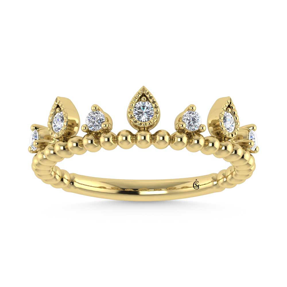 14K Yellow Gold Diamond 1/5 Ct.Tw. Stackable Band