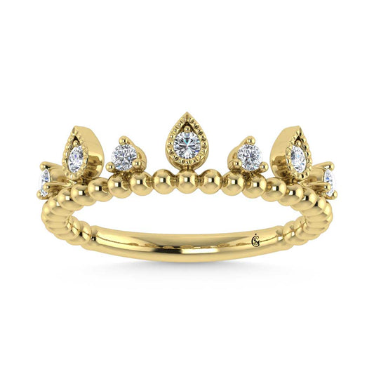 14K Yellow Gold Diamond 1/5 Ct.Tw. Stackable Band