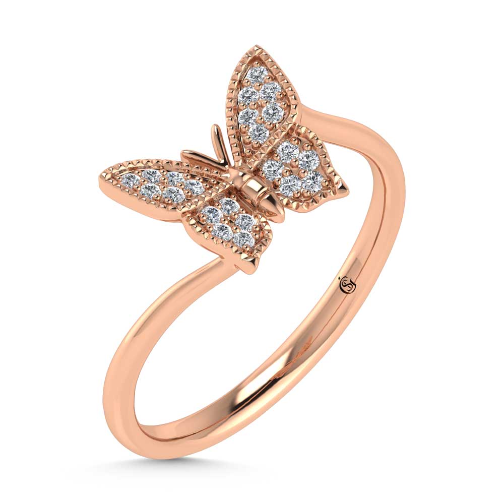 14K Rose Gold Diamond 1/10 Ct.Tw. Butterfly Ring