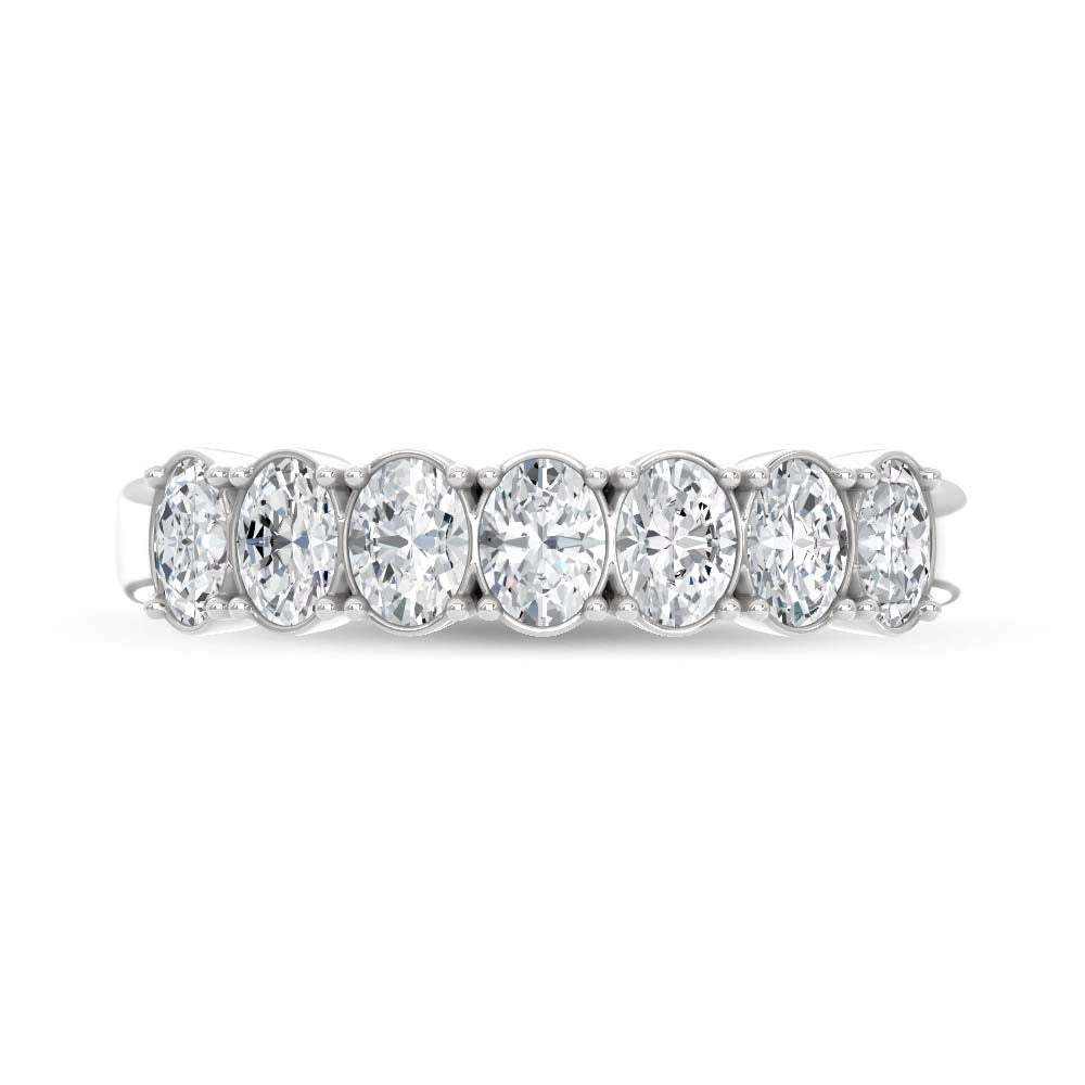 14K White Gold Oval Shape Diamond 1 Ct.Tw. 7 Stone Band