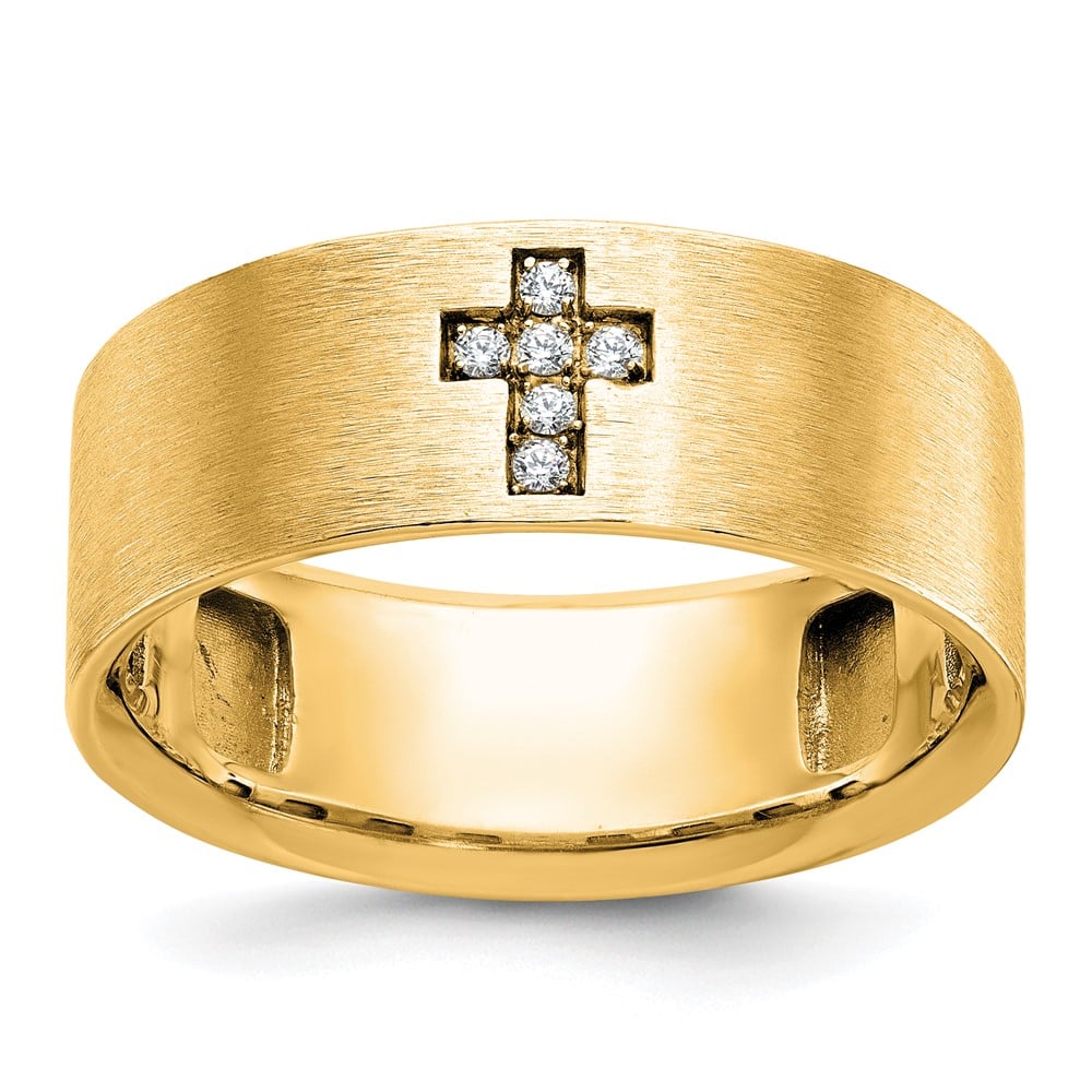 10k IBGoodman Men's Satin 1/20 Carat Lab Grown VS/SI FGH Dia Cross Ring