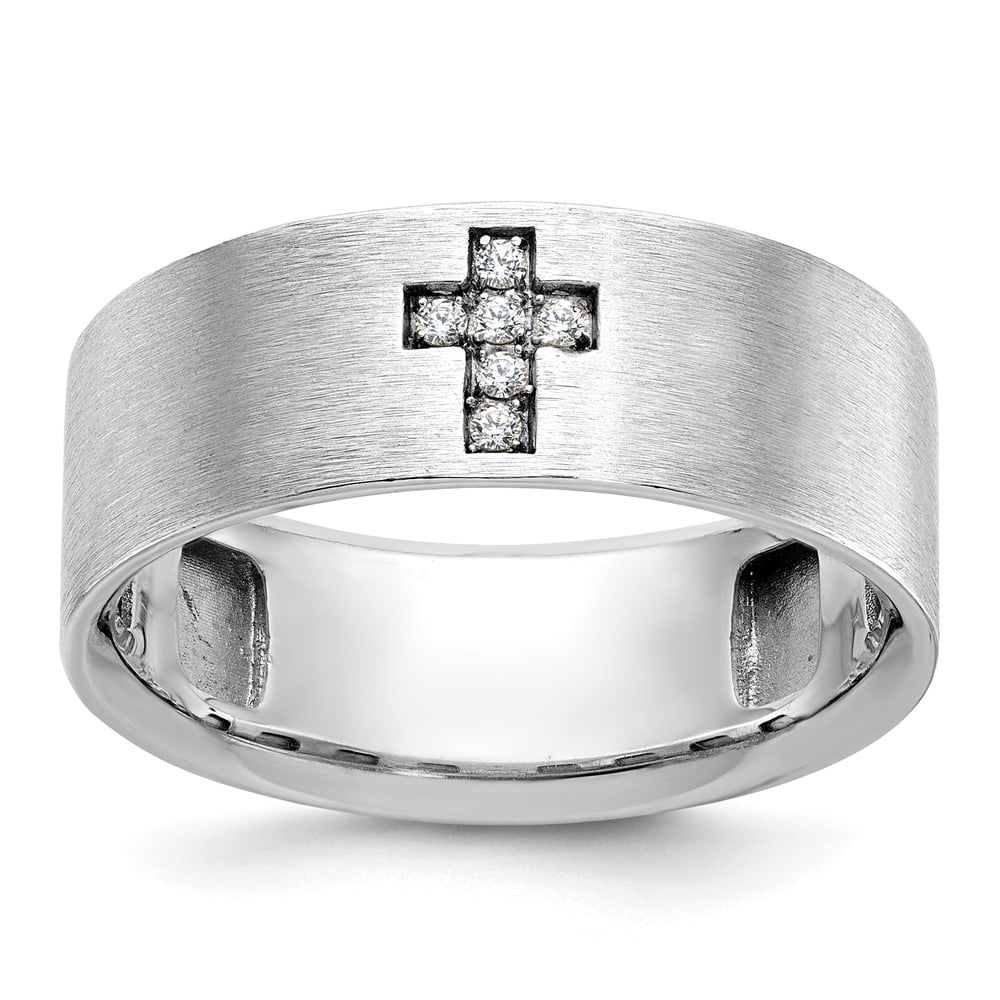 10kw IBGoodman Men's Satin 1/20 Carat Lab Grown VS/SI FGH Dia Cross Ring