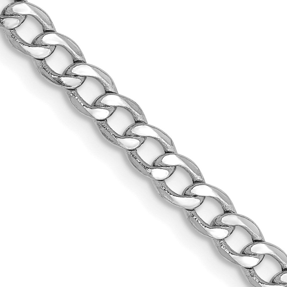 14k White Gold 3.35mm Semi-Solid Curb Chain Anklet