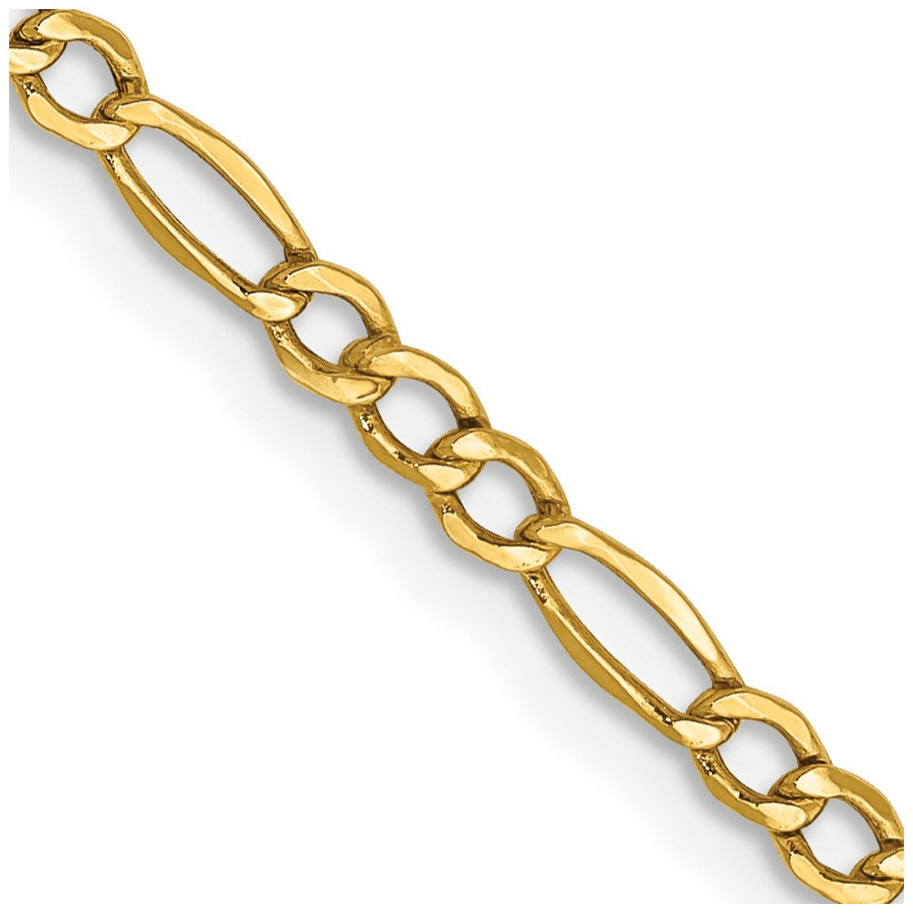 14k 2.5mm Semi-Solid Figaro Chain Anklet