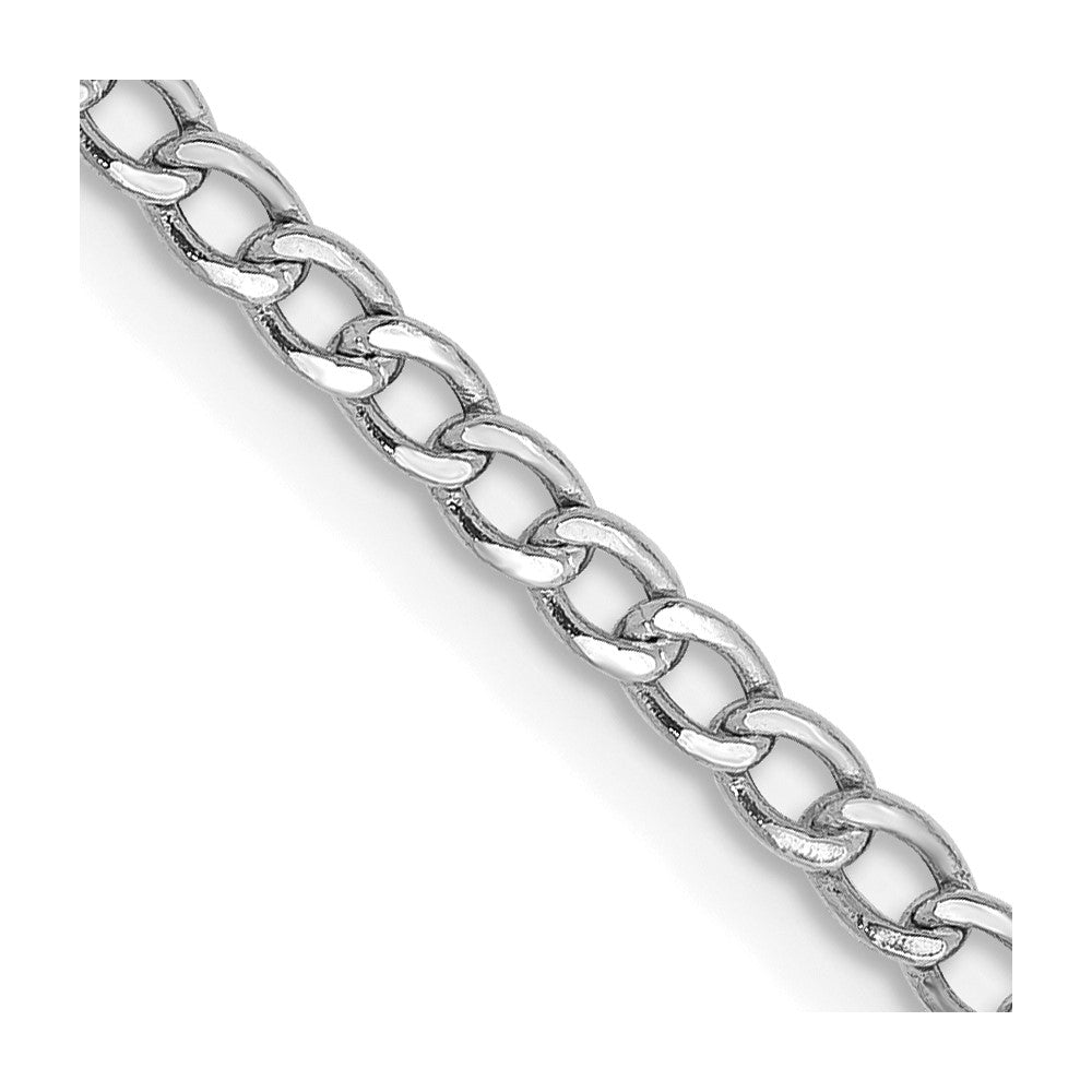 14k White Gold 2.5mm Semi-Solid Curb Chain Anklet