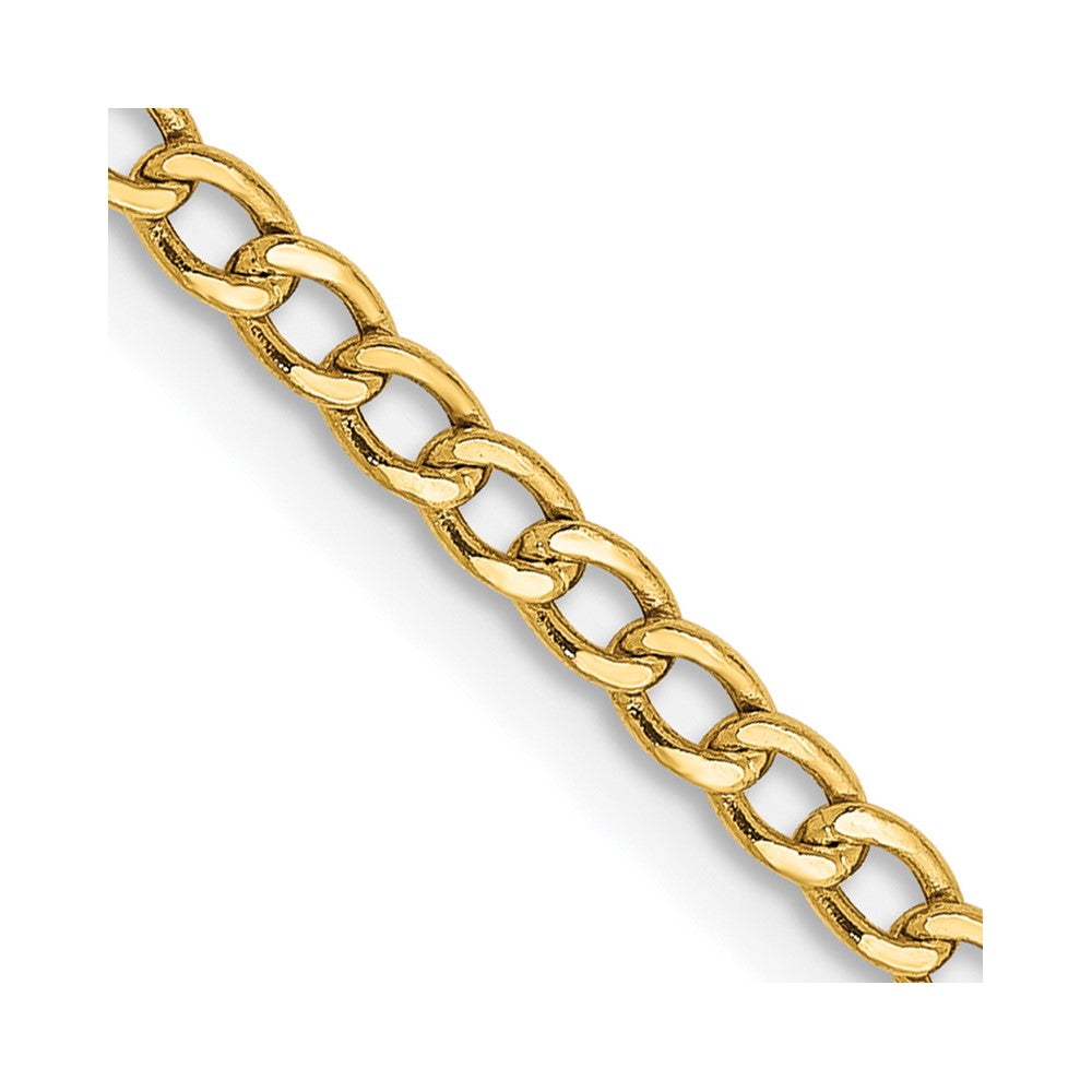 14k 2.5mm Semi-Solid Curb Chain Anklet