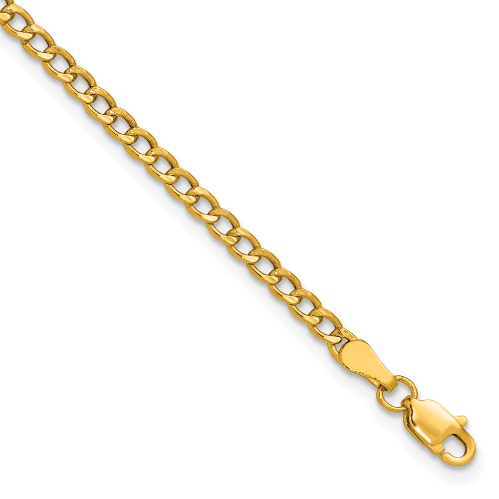 14k 2.85mm Semi-Solid Curb Chain Anklet