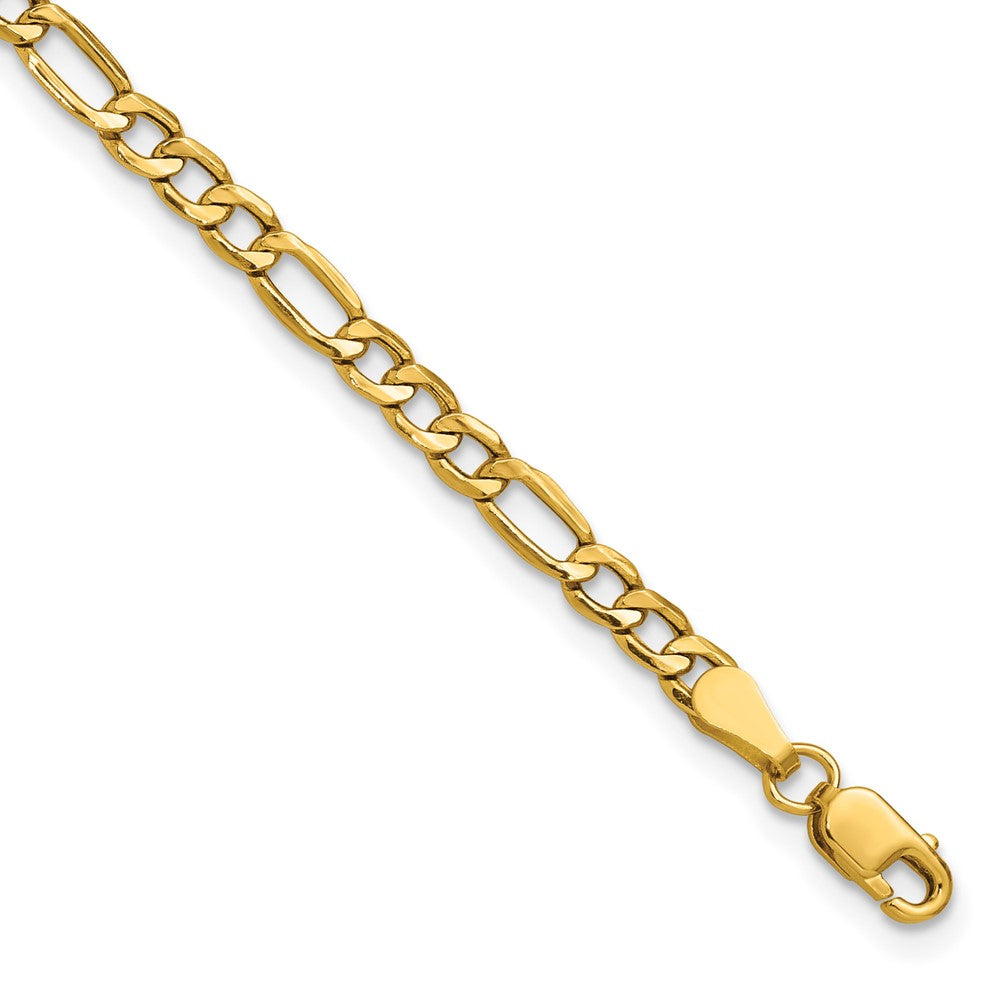 14k 3.5mm Semi-Solid Figaro Chain Anklet