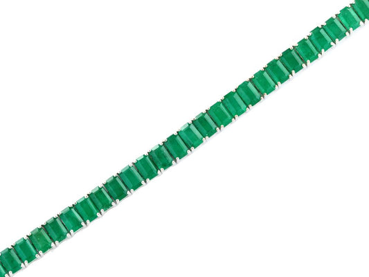 EFFY 14K WHITE GOLD ,NATURAL EMERALD BRACELET