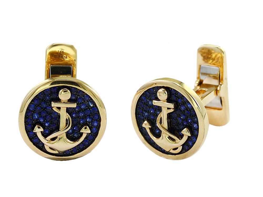 EFFY 14K YELLOW GOLD ,NATURAL SAPPHIRE CUFFLINKS