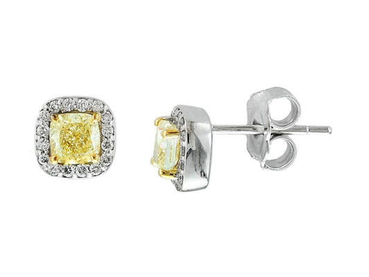 EFFY 14K WHITE GOLD DIAMOND,NATURAL YELLOW DIAMOND EARRINGS