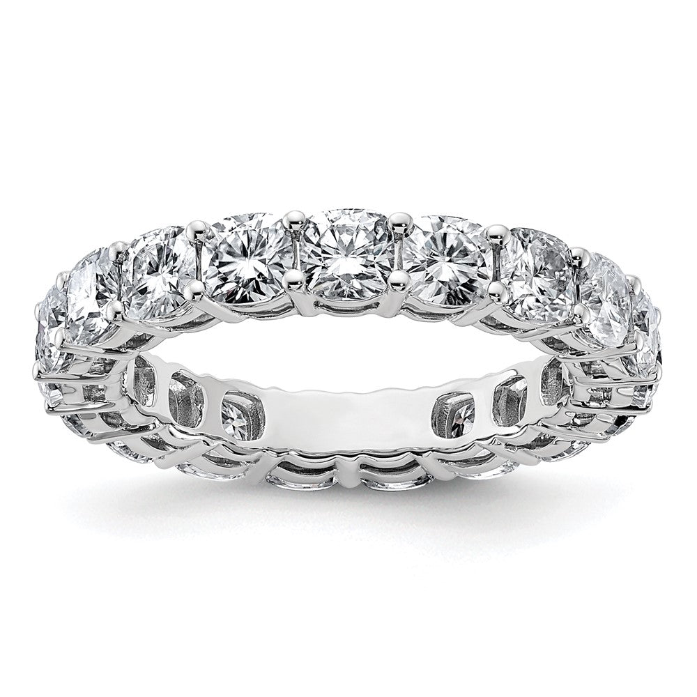 14k White Gold 3 5/8ct Lab Grown Dia VS+ F+ Cushion Comp Eternity Band
