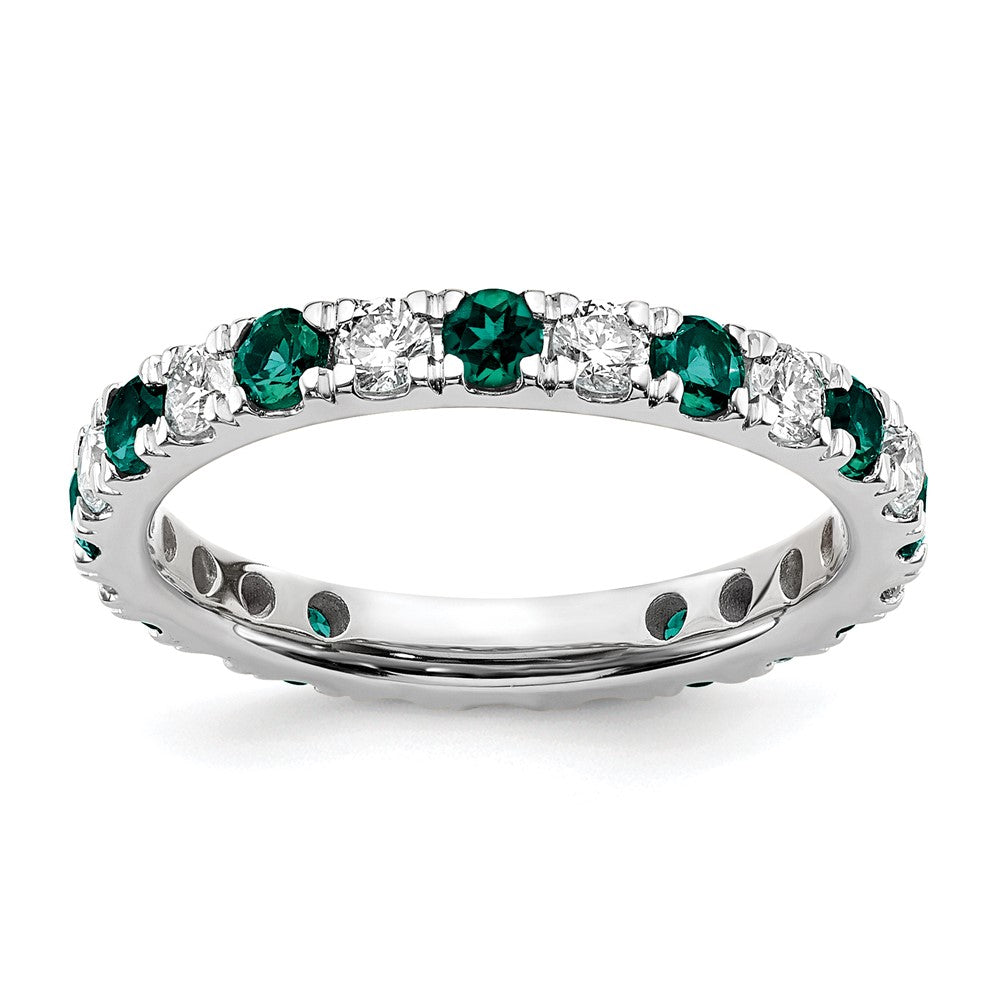 14kw 3/4ct Lab Grown Dia VS/SI+ G+ & Cr Alexandrite Size 6.5 Eternity Band