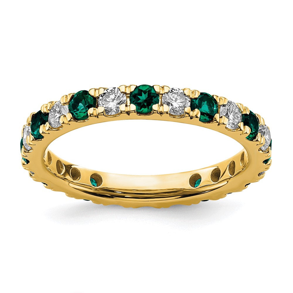 14k 3/4ct Lab Grown Dia VS/SI+ G+ & Cr Alexandrite Size 5.5 Eternity Band