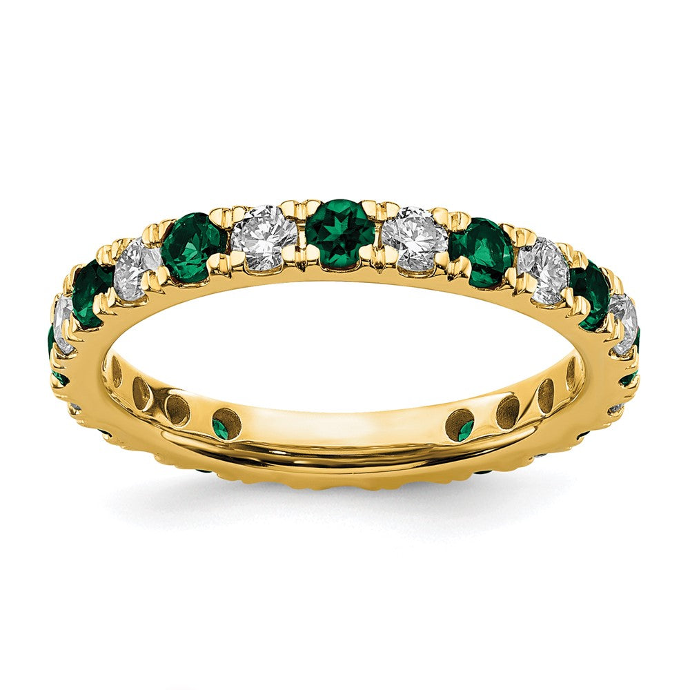 14k 7/8ct Lab Grown Diamond VS/SI+ G+ & Cr Emerald Size 8 Eternity Band