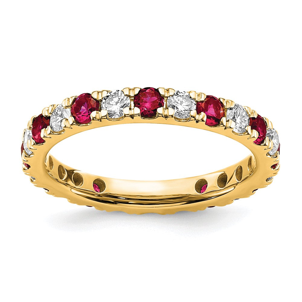14k 3/8ct Lab Grown Diamond VS/SI+ G+ & Cr Ruby Size 5 Eternity Band