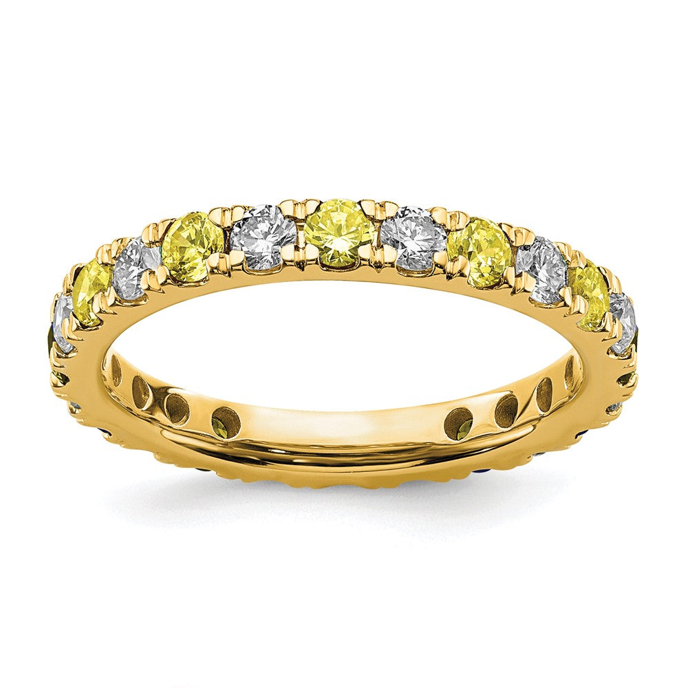 14k 7/8ct Lab Grown Dia VS/SI+ G+ & Cr Yellow Sapphire Size 8 Eternity Band