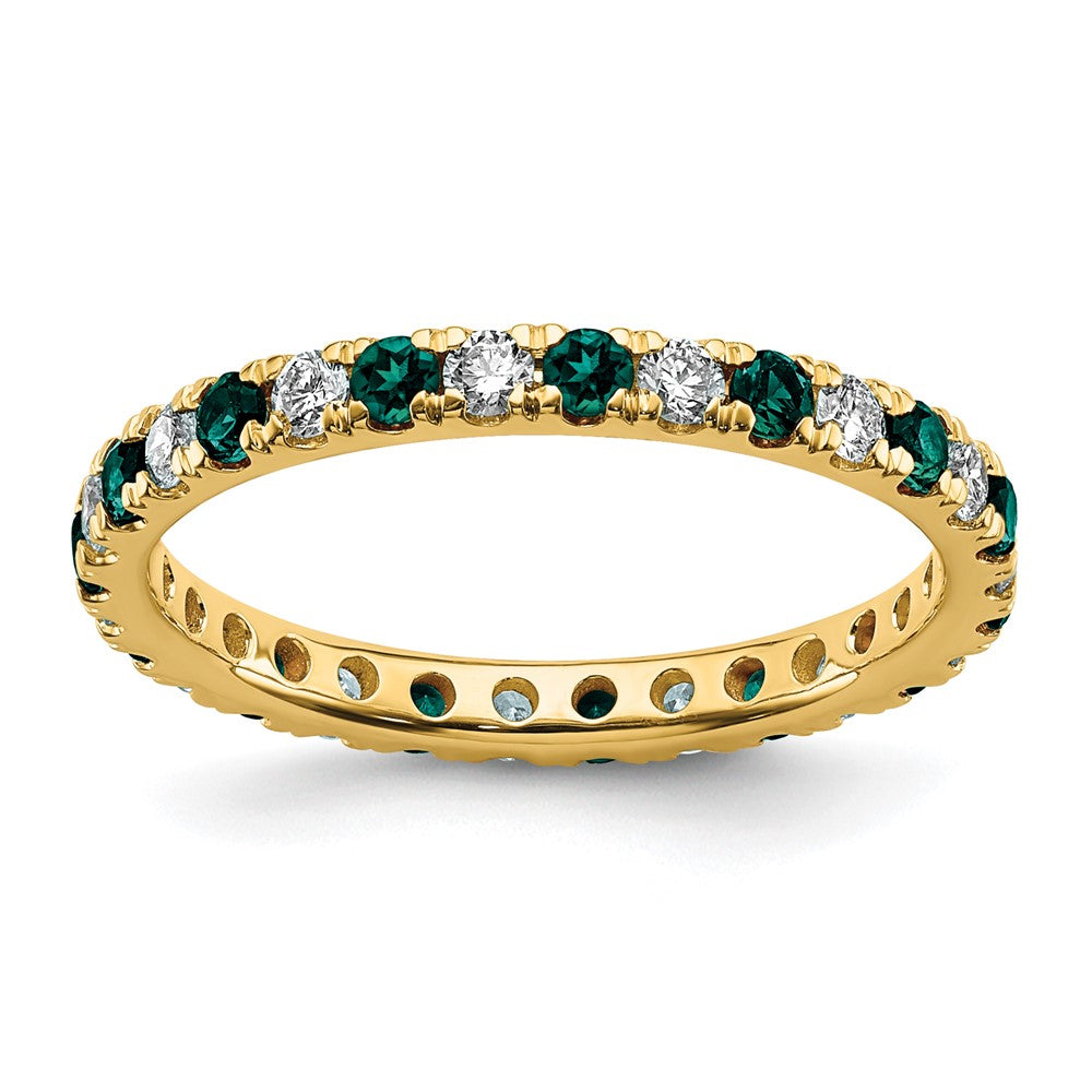 14k 1/2ct Lab Grown Diamond VS/SI+ G+ & Cr Alexandrite Size 6 Eternity Band