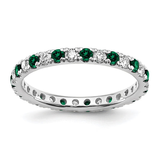 14kw 1/2ct Lab Grown Diamond VS/SI+ G+ & Cr Emerald Size 5.5 Eternity Band
