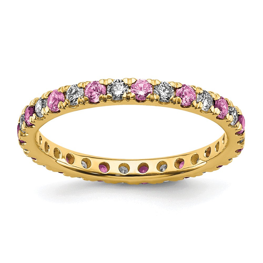 14k 1/2ct Lab Grown Dia VS/SI+ G+ & Cr Pink Sapphire Size 5.5 Eternity Band
