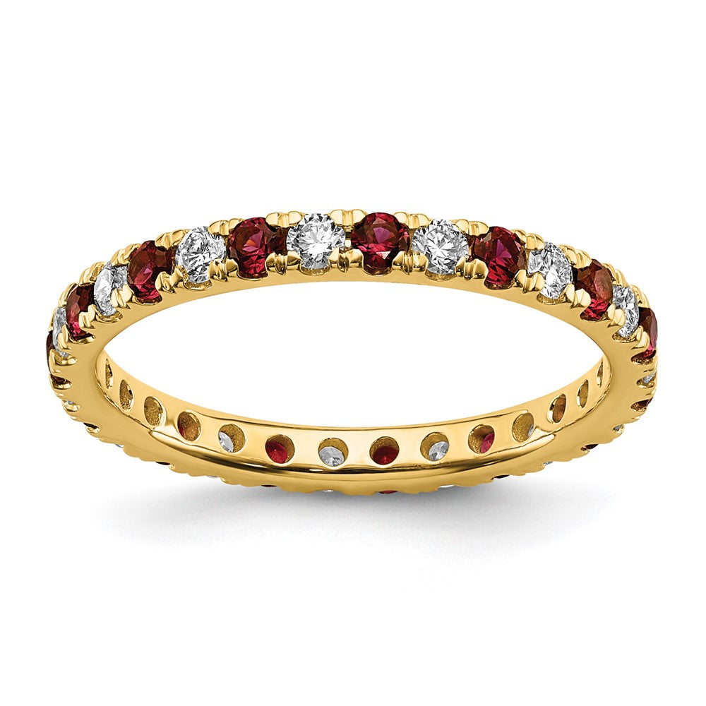 14k 3/8ct Lab Grown Diamond VS/SI+ G+ & Cr Ruby Size 4.5 Eternity Band