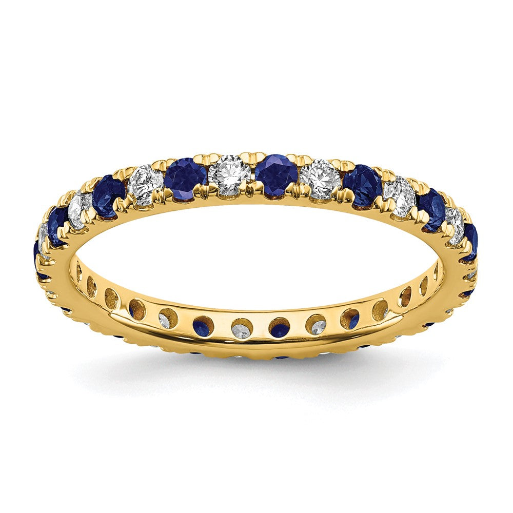 14k 1/2ct Lab Grown Diamond VS/SI+ G+ & Cr Sapphire Size 8.5 Eternity Band