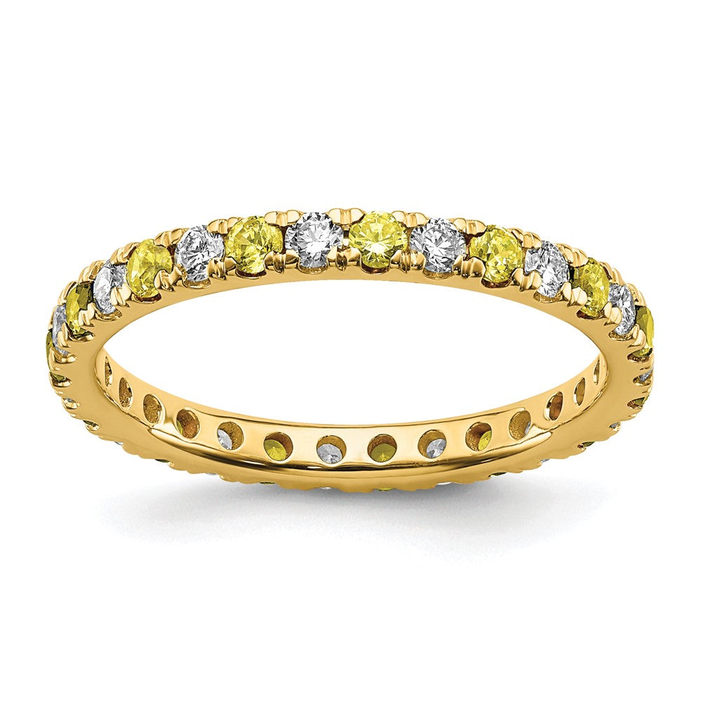 14k 3/8ct Lab Grown Dia VS/SI+ G+ & Cr Yellow Sapphire Size 5 Eternity Band