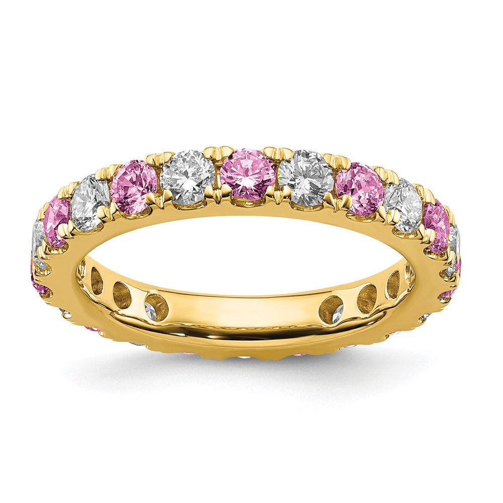 14k 1ct Lab Grown Dia VS/SI+ G+ & Cr Pink Sapphire Size 6.5 Eternity Band