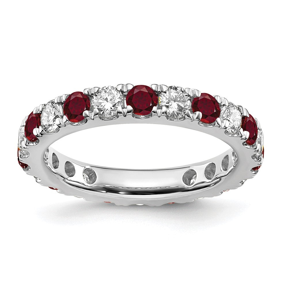 14kw 1ct Lab Grown Diamond VS/SI+ G+ & Cr Ruby Size 4 Eternity Band