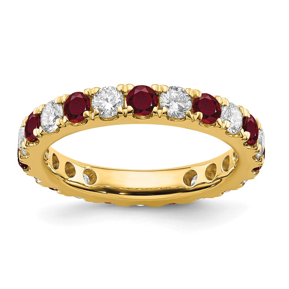 14k 1ct Lab Grown Diamond VS/SI+ G+ & Cr Ruby Size 4.5 Eternity Band