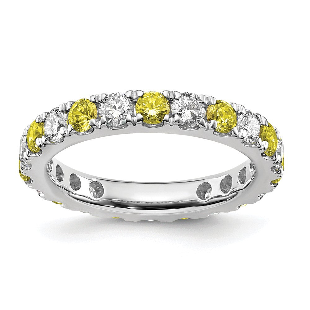 14kw 1 1/5ct Lab Grown Dia VS/SI+ G+ & Cr Yellow Sapphire Eternity Band