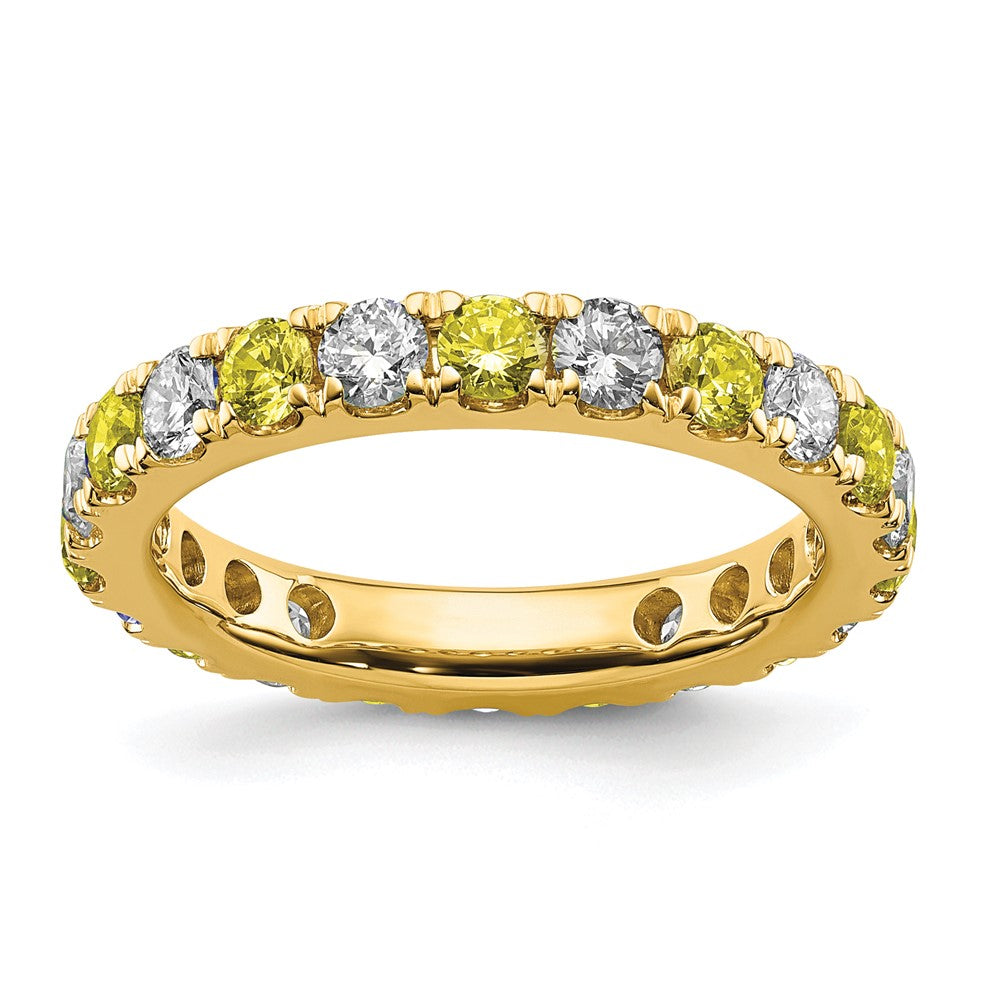 14k 1ct Lab Grown Dia VS/SI+ G+ & Cr Yellow Sapphire Size 6 Eternity Band