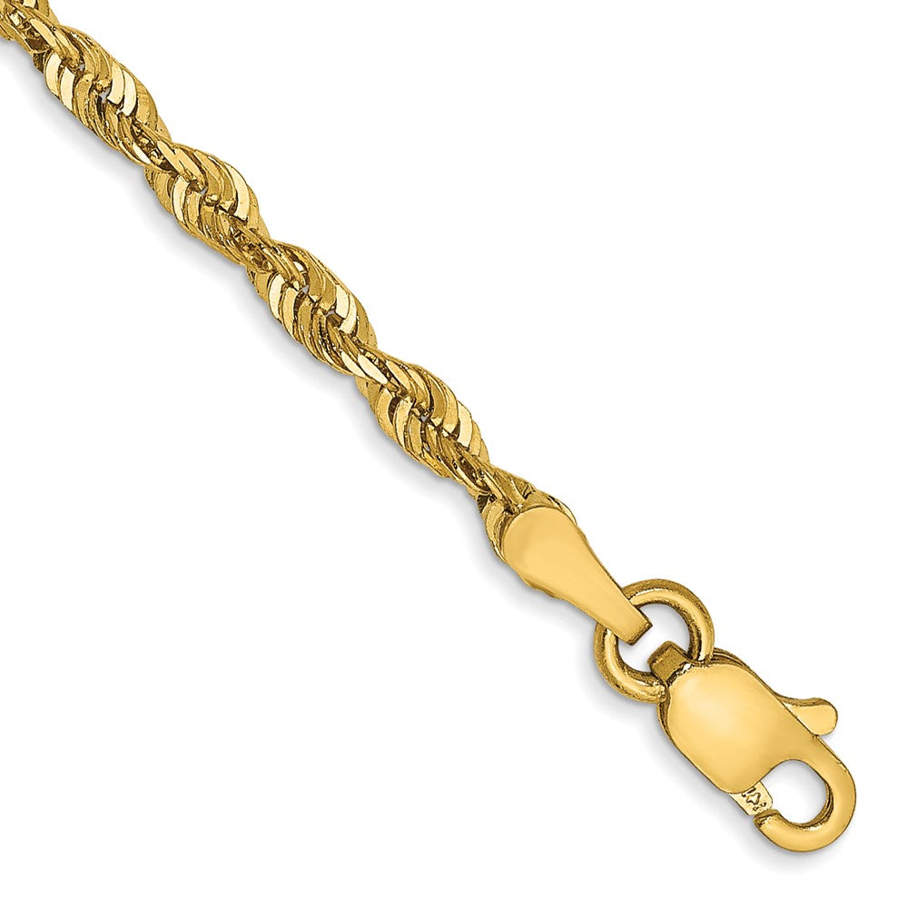 14k 2.5mm Ultra D/C Lightweight Rope Chain Anklet