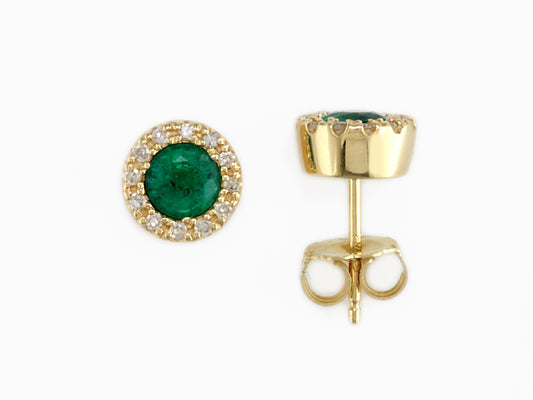 EFFY 14K YELLOW GOLD DIAMOND,NATURAL EMERALD EARRINGS