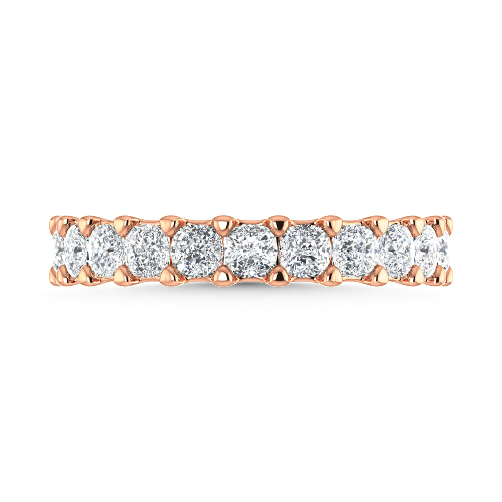 14K Rose Gold 4 CT Tw. Cushion Shape Lab Grown Diamond Full Eternity Band
